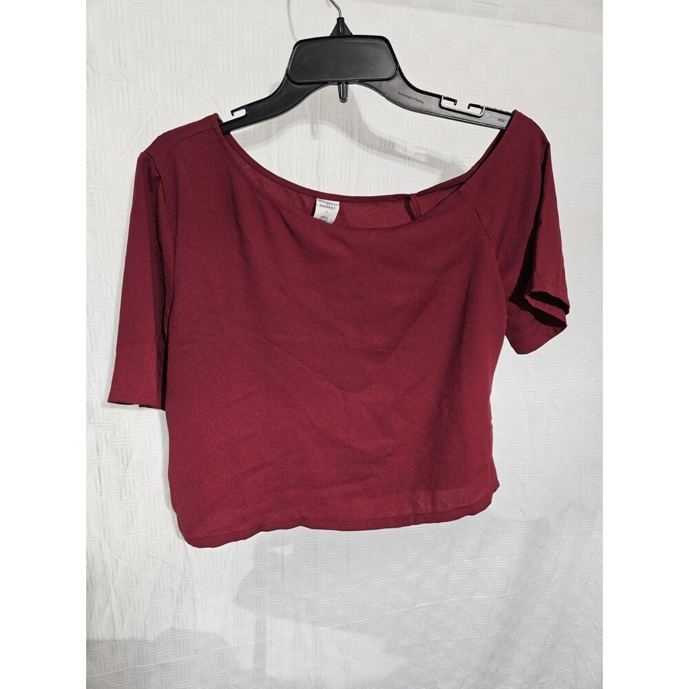 Melrose And Market Shirt Off Shoulder Womens S Burgundy/Red